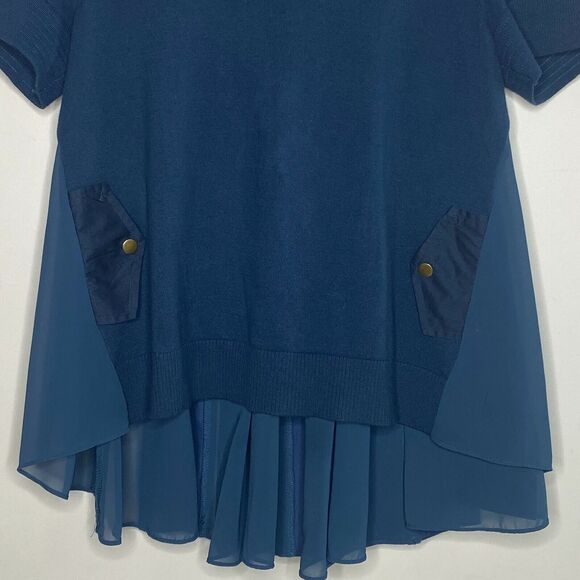 Anthropologie Moth Backstory‎ Dark Teal Pullover Sweater Pleated Back Size S - Picture 3 of 12